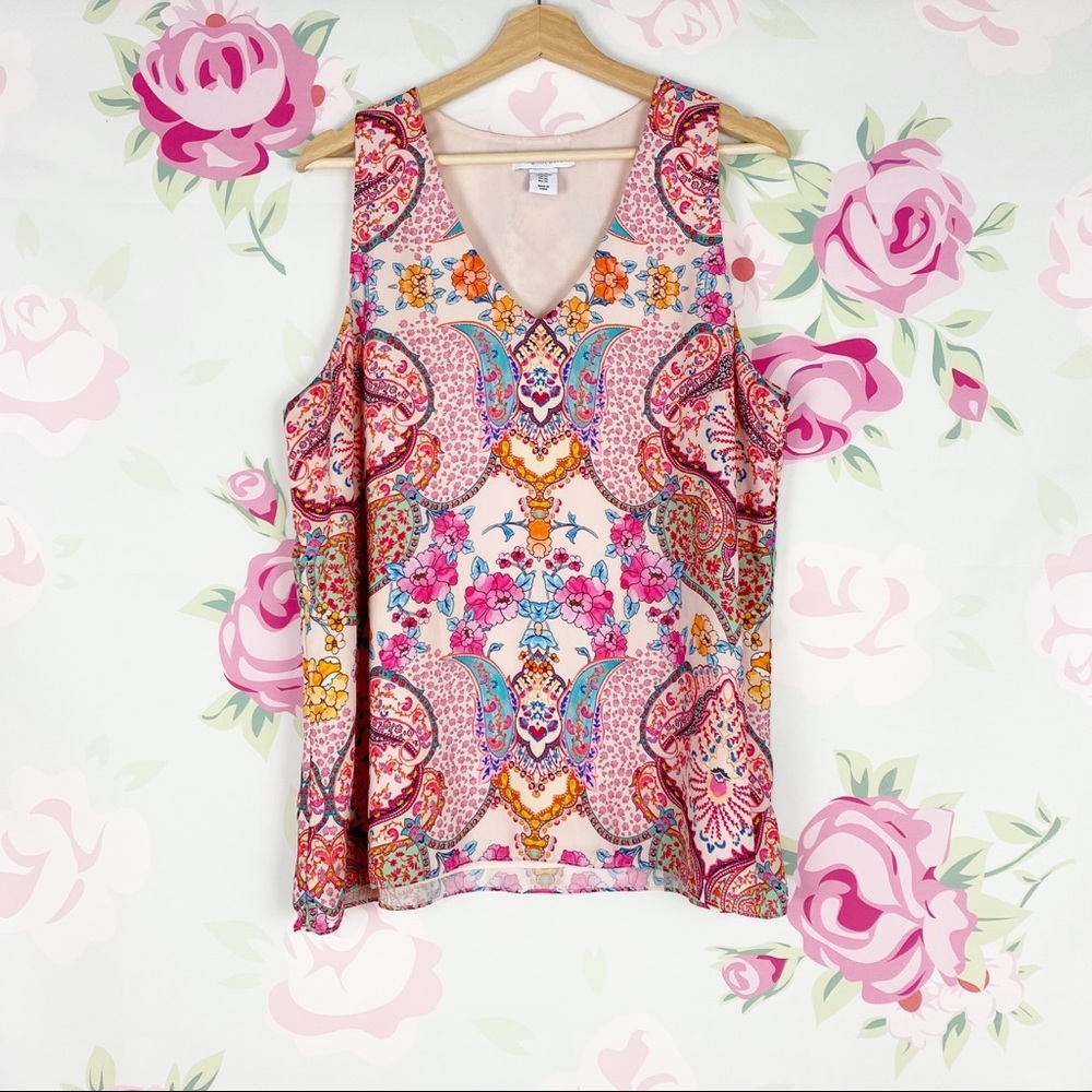Tabitha Webb Floral Print Paisley Boho Top XL - Picture 1 of 6